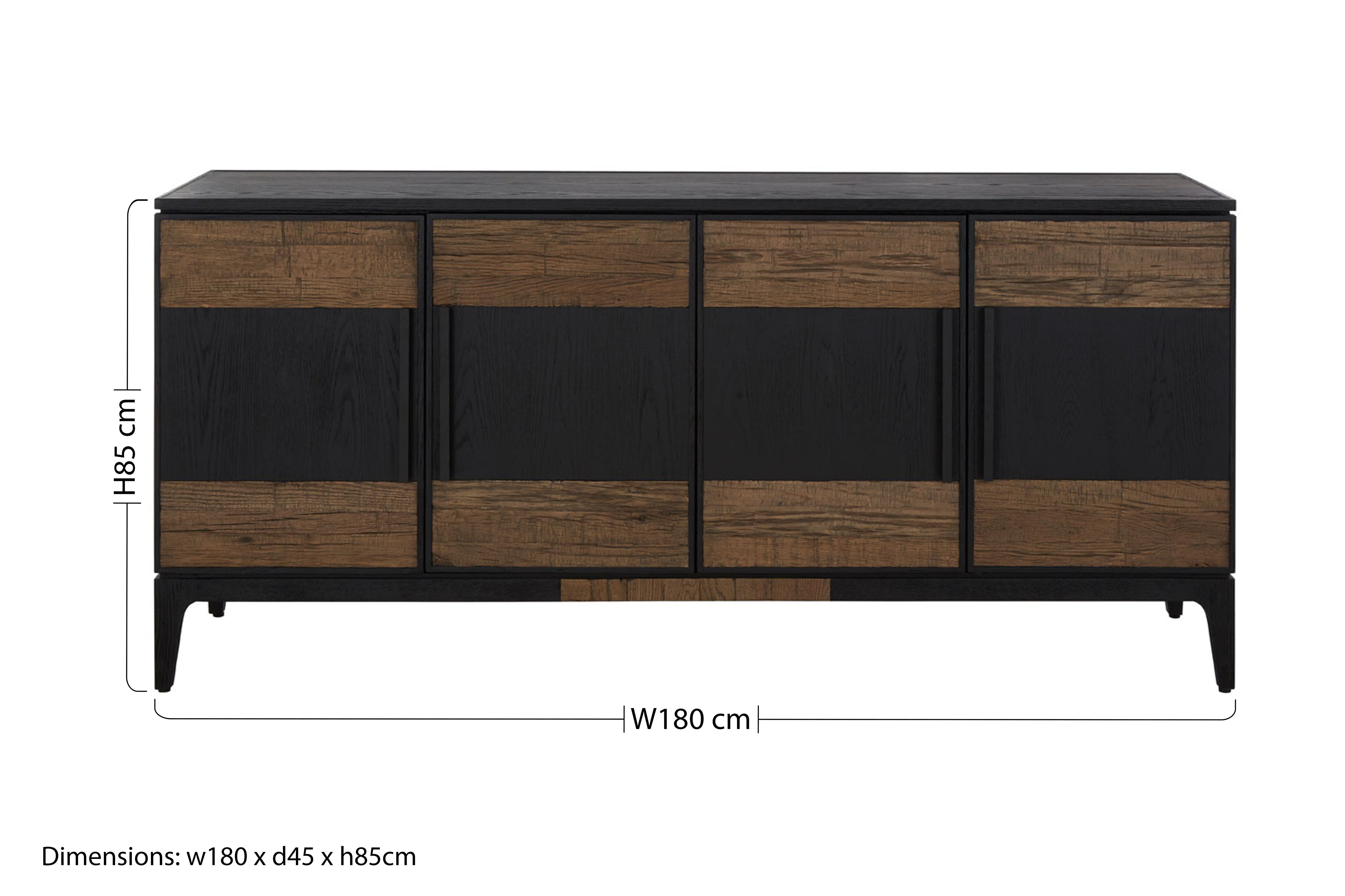 Lucca Antique Brown & Black Oak Wood Sideboard
